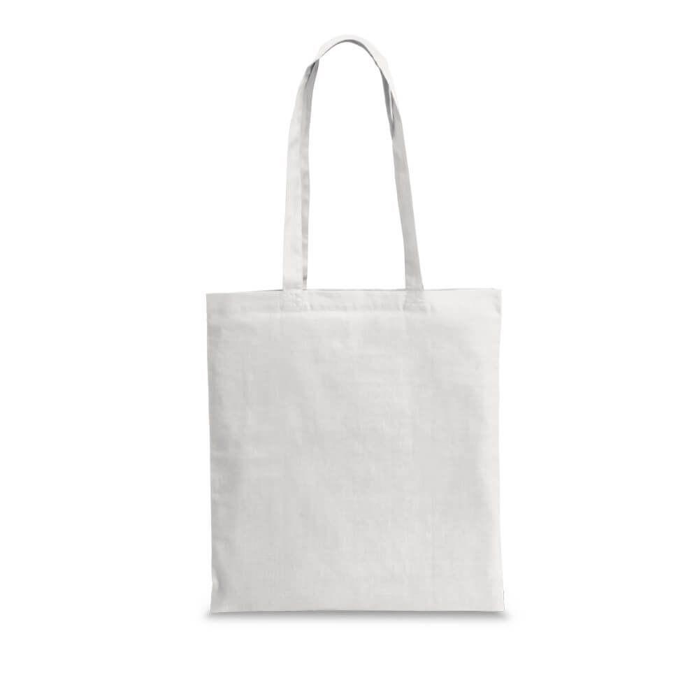 Sacola em algodão reciclado e poliéster (140 g/m²) com alças de 65 cm. 380 x 429 mm