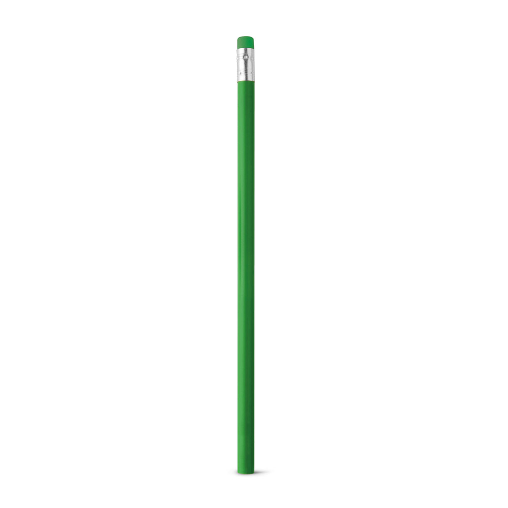 Lápis apontado com borracha. Grau de dureza: HB. Produto certificado de acordo com a portaria Inmetro nº423 de 8/out/2021. ø7 x 190 mm VERDE 109