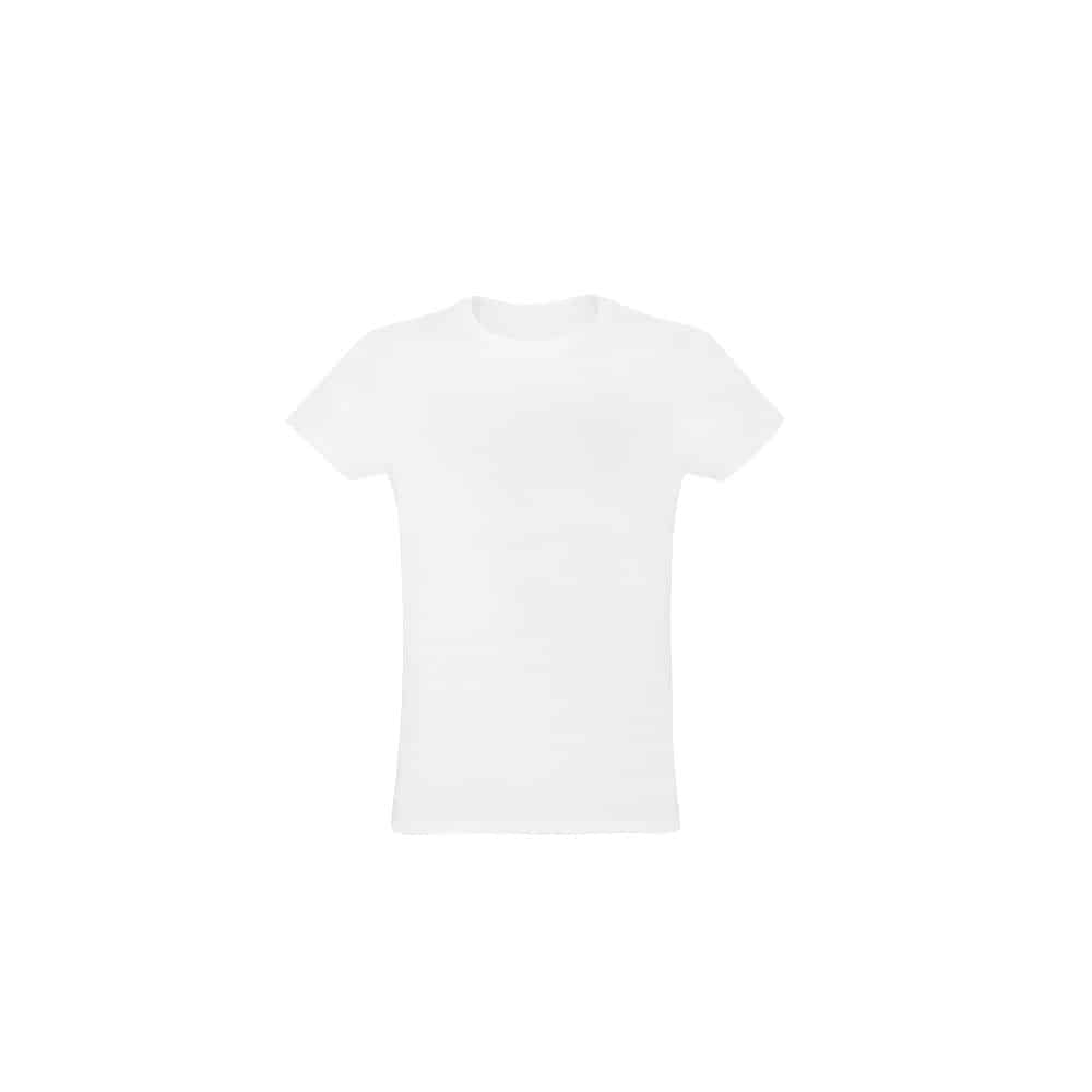 Camiseta unissex de corte regular em malha 100% algodão (170 g/m2) com fio 30/1 penteado.