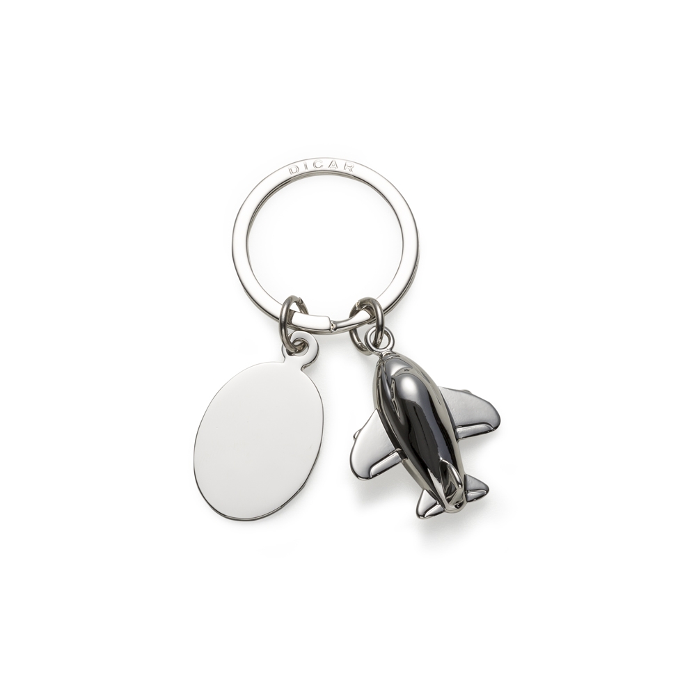 CHAVEIRO METAL AVIÃO C/ PLACA  SPX-12085-PRA NA COR PRATA
