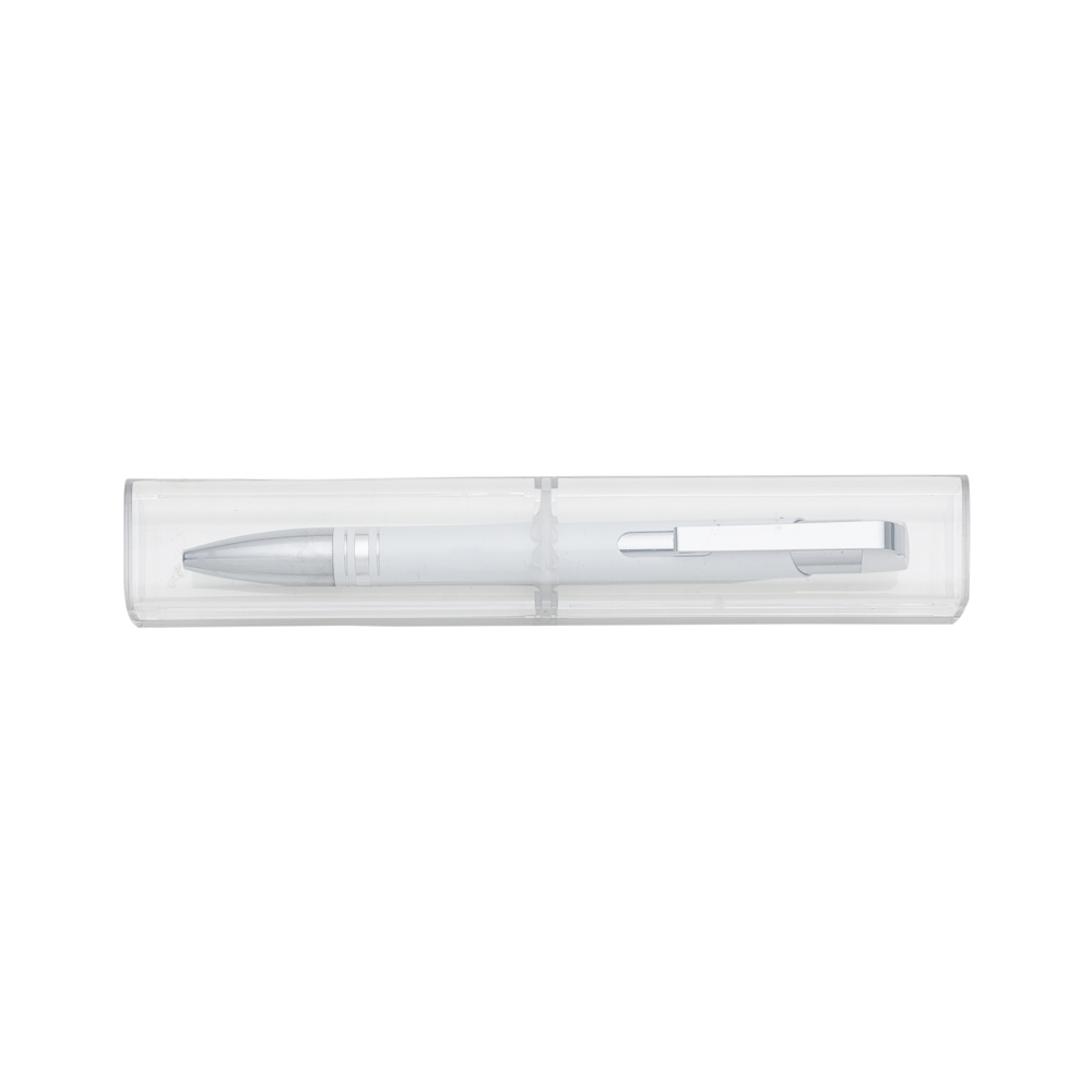 CANETA SEMI - METAL C/ TUBINHO ACRILICO  SPX-12653-BCO NA COR BRANCO