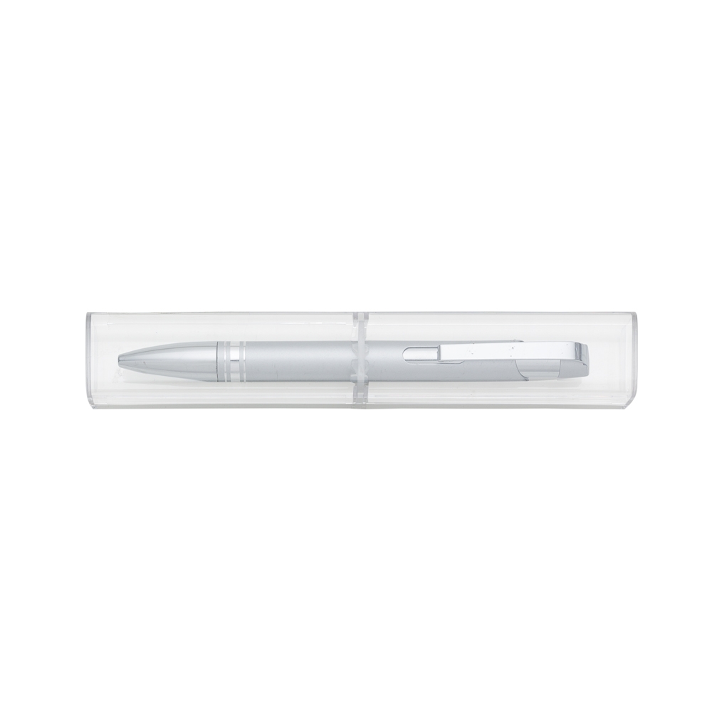 CANETA SEMI - METAL C/ TUBINHO ACRILICO  SPX-12653-PRA NA COR PRATA