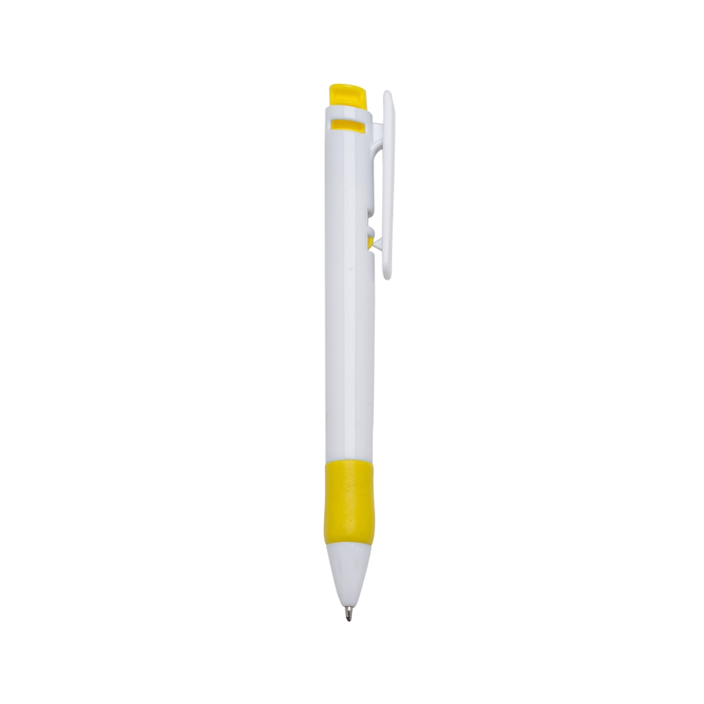 CANETA PLÁSTICA  SPX-13190C-BCO/AMA NA COR AMARELO