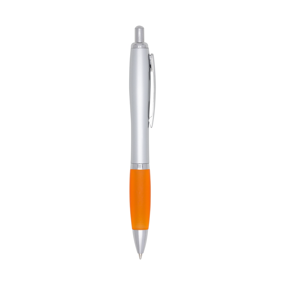 CANETA PLÁSTICA C/ DET EMBORRACHADO SPX-00518-PRA/LAR NA COR LARANJA