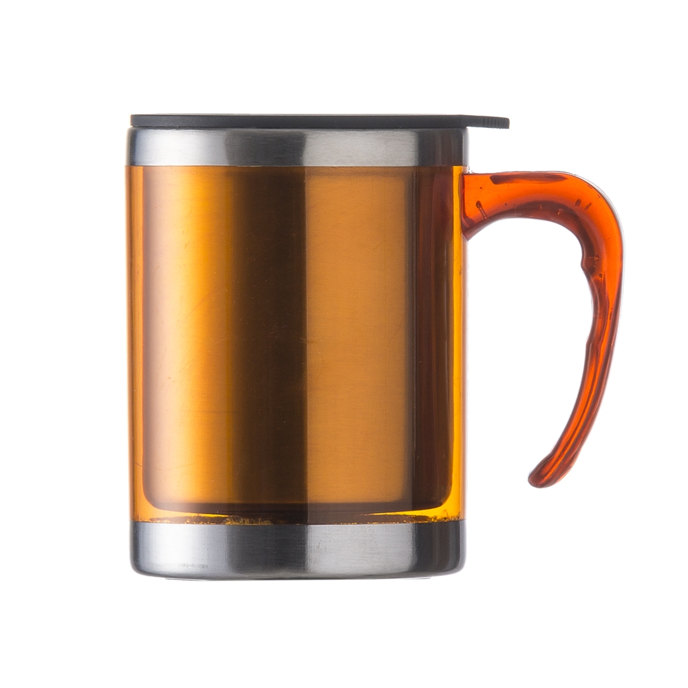CANECA ACRÍLICA 400 ML COM TAMPA SPX-06520-LAR NA COR LARANJA
