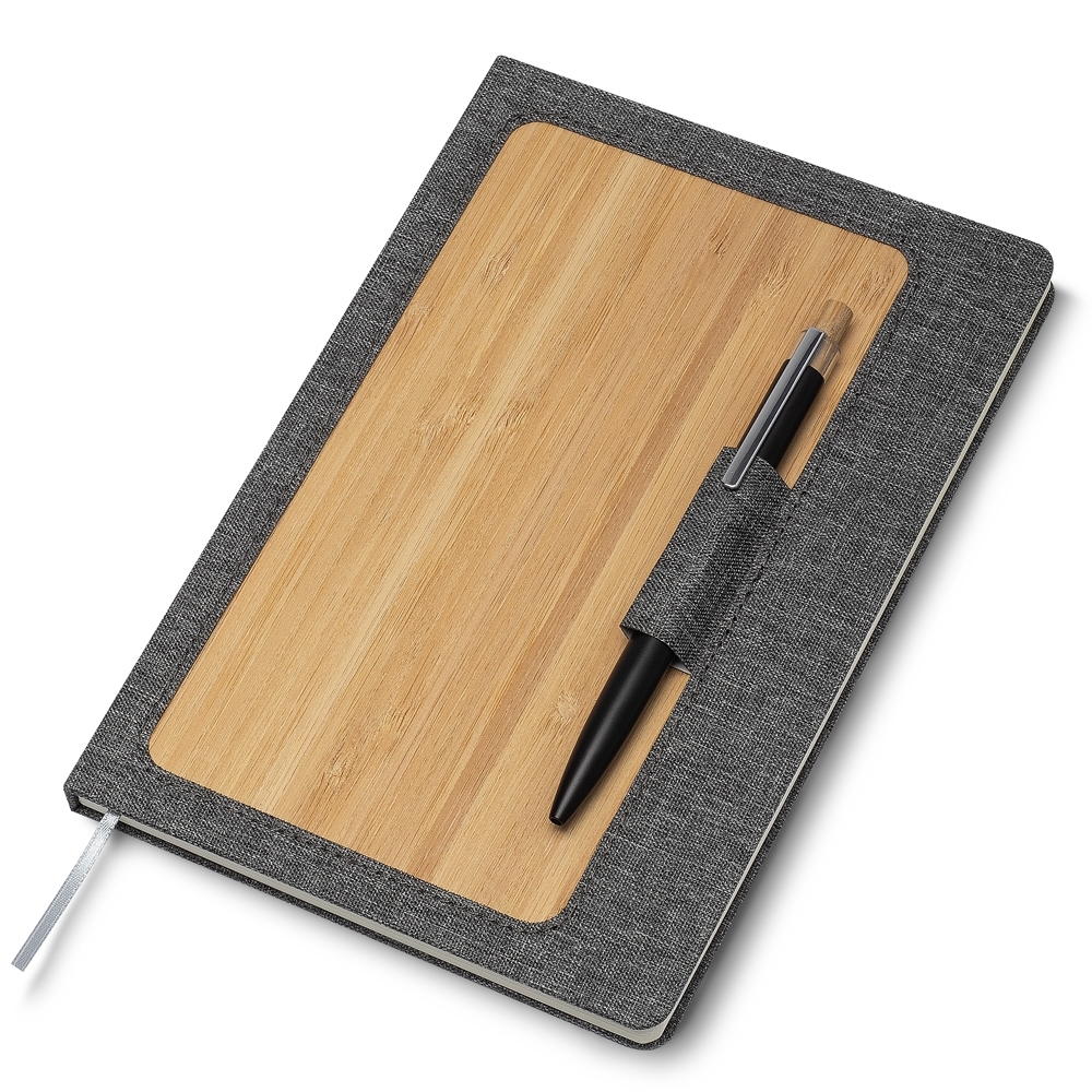 CADERNETA EM BAMBU SPX-14984-CIN NA COR PRATA