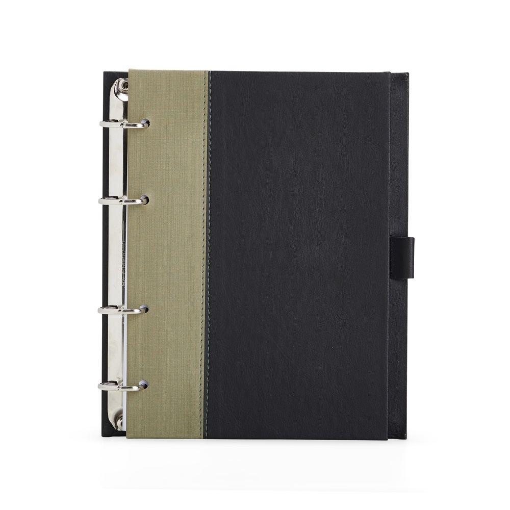 CADERNO FICHÁRIO DE COURO SINTÉTICO SPX-14953-PRE/VD NA COR PRETO