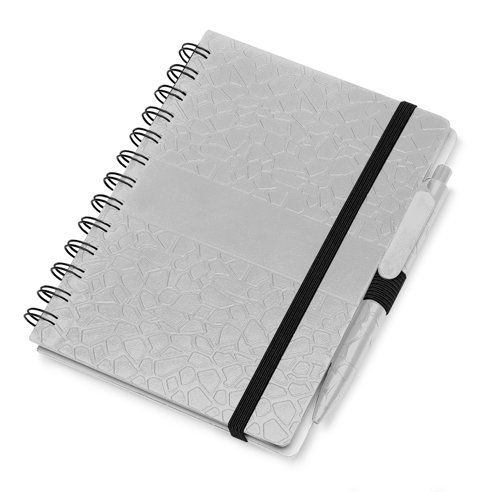 CADERNO PLÁSTICO COM PAUTA SPX-14989-CIN NA COR PRATA