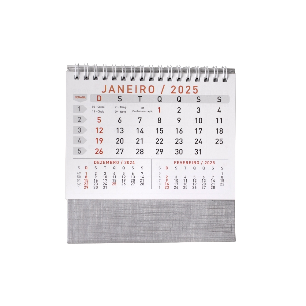 CALENDÁRIO DE MESA 2026 SPX-14950P-PRA NA COR PRATA
