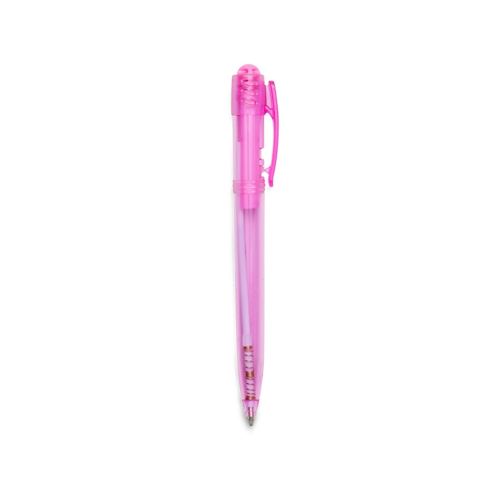 CANETA PLASTICA TRANSLUCIDA SPX-1089T-ROS NA COR ROSA