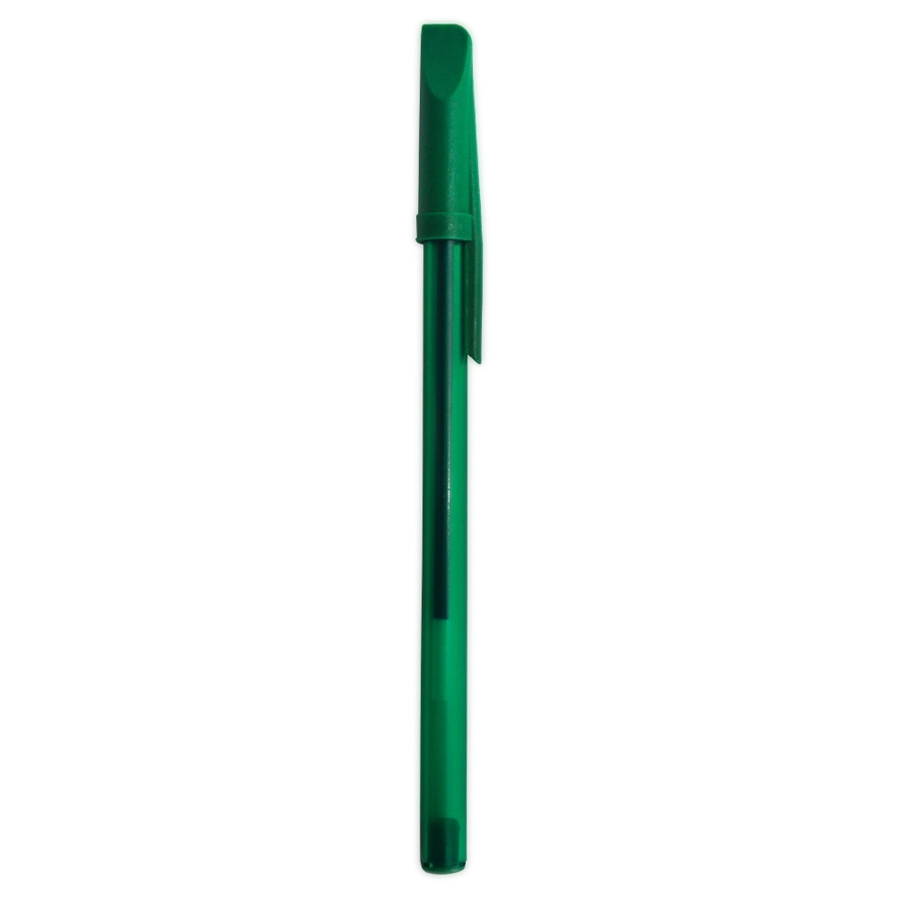 CANETA PLÁSTICA TRANSLUCIDA C/ TAMPA  SPX-P@13629T-VD NA COR VERDE