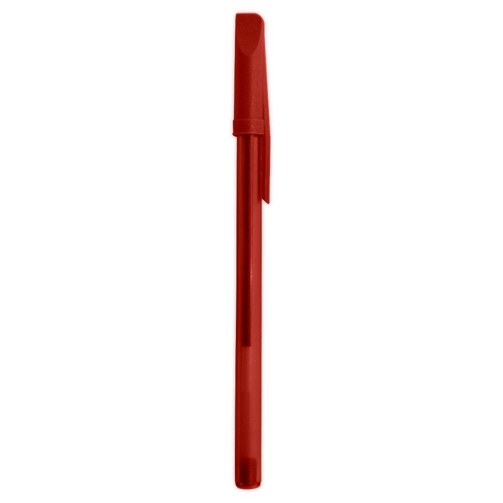CANETA PLÁSTICA TRANSLUCIDA C/ TAMPA  SPX-P@13629T-VM NA COR VERMELHO