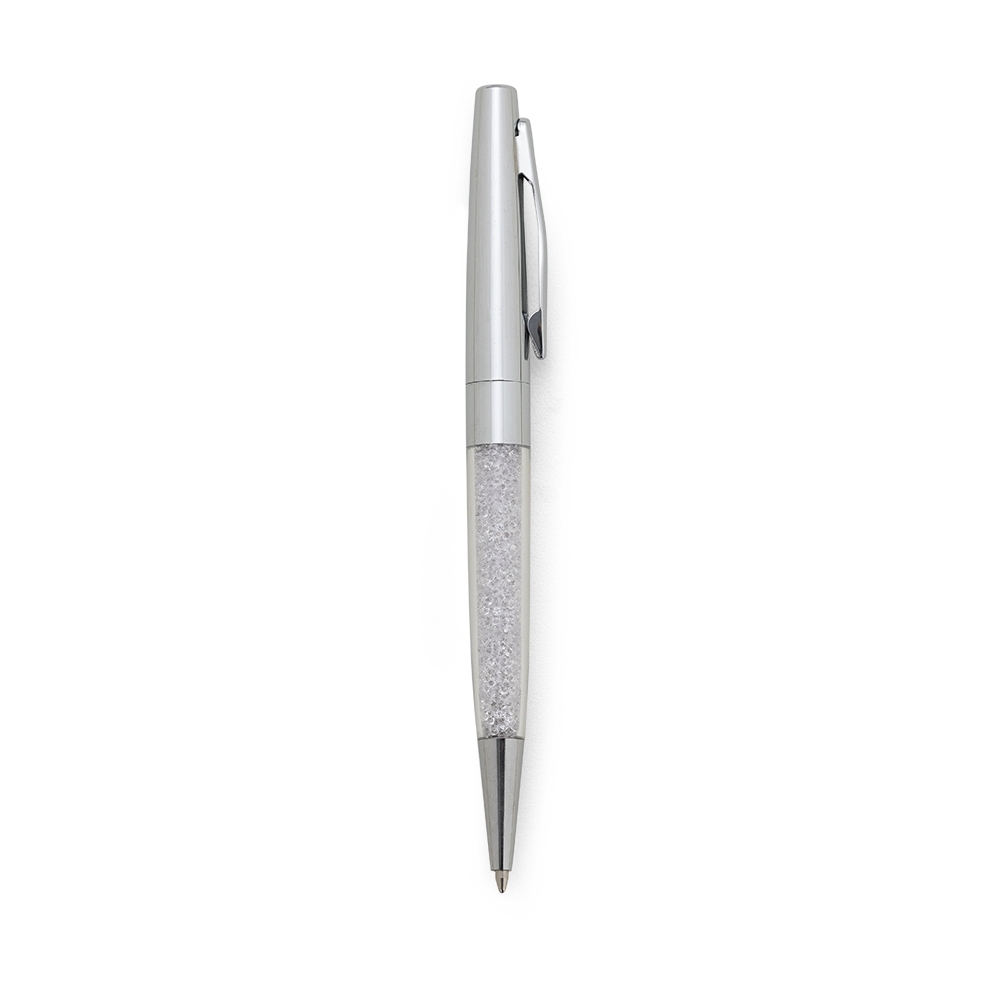 CANETA SEMI - METAL CRISTAIS  SPX-14554-CRO NA COR PRATA
