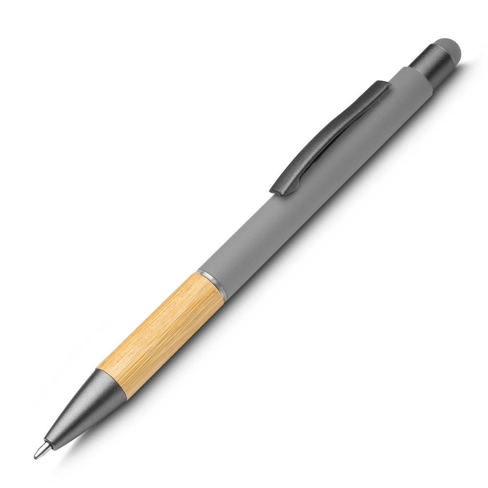 CANETA TOUCH SCREEN ALUMÍNIO E BAMBU SPX-15011-CIN NA COR PRATA