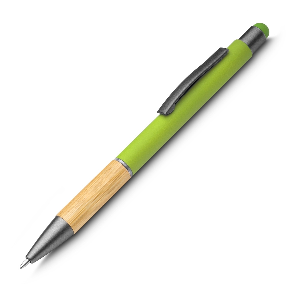 CANETA TOUCH SCREEN ALUMÍNIO E BAMBU SPX-15011-VD NA COR VERDE