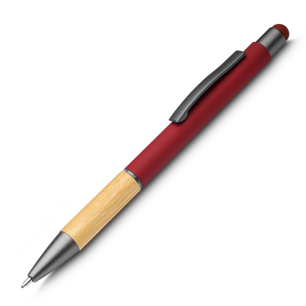 CANETA TOUCH SCREEN ALUMÍNIO E BAMBU SPX-15011-VM NA COR VERMELHO