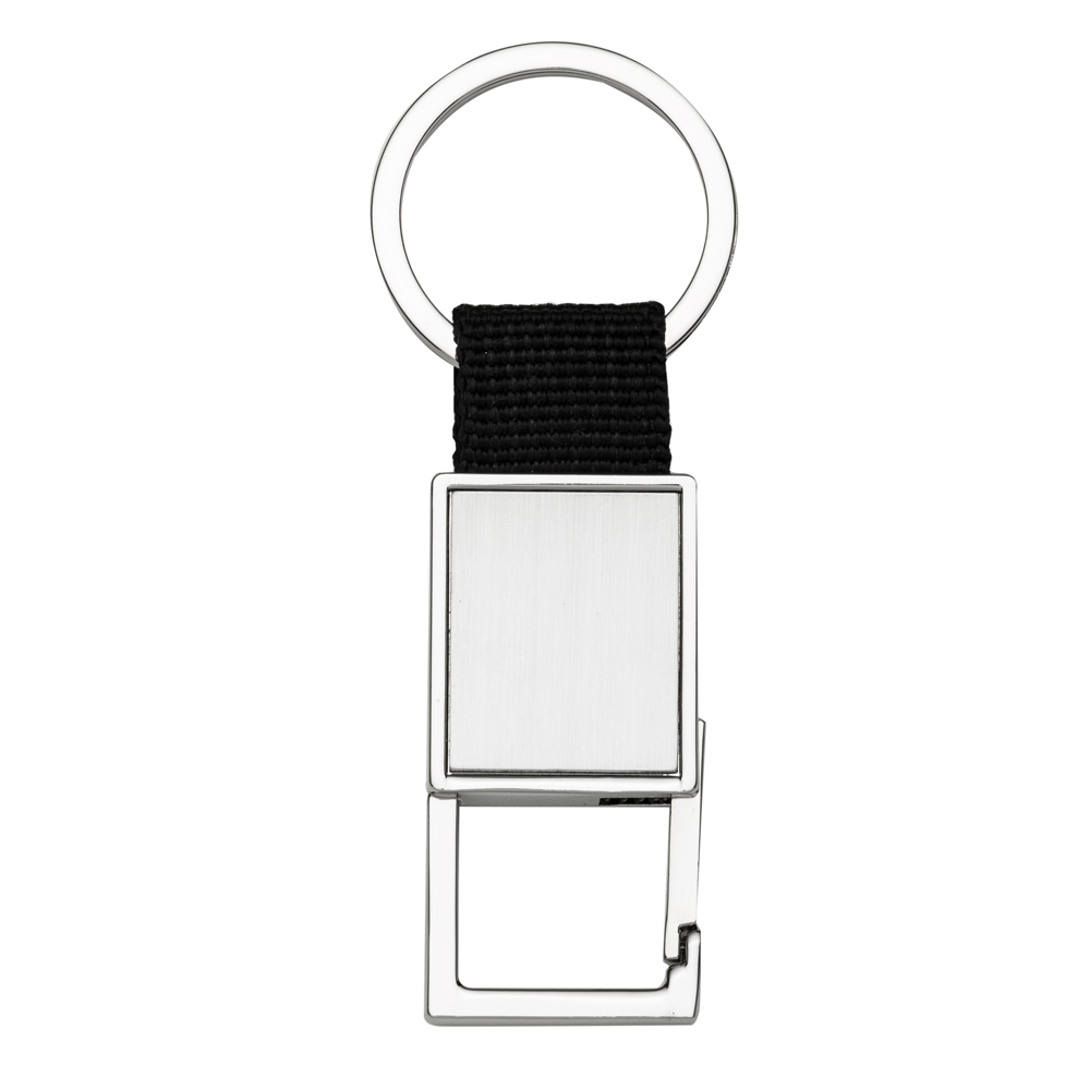 CHAVEIRO METAL RETANGULAR C/ NYLON PRETO SPX-12195-PRA/PRE NA COR PRATA