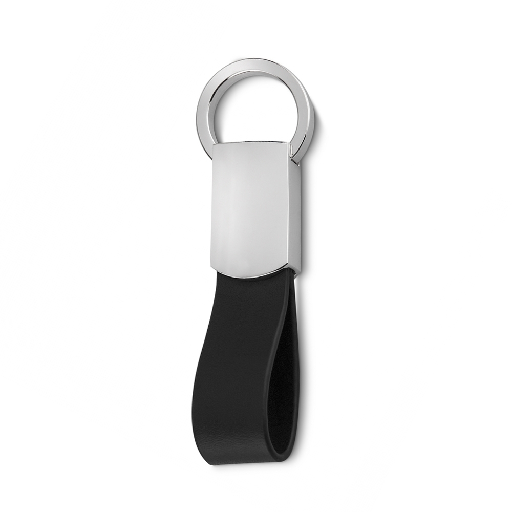 CHAVEIRO METAL C/ COURO SPX-14190-PRA/PRE NA COR PRATA