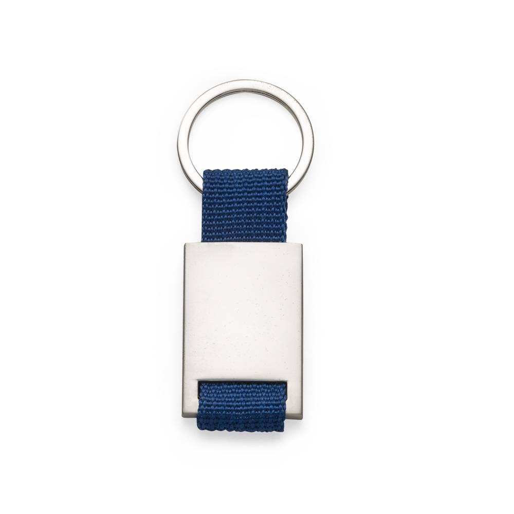 CHAVEIRO DE METAL C/ NYLON  SPX-04489-PRA/AZU NA COR PRATA