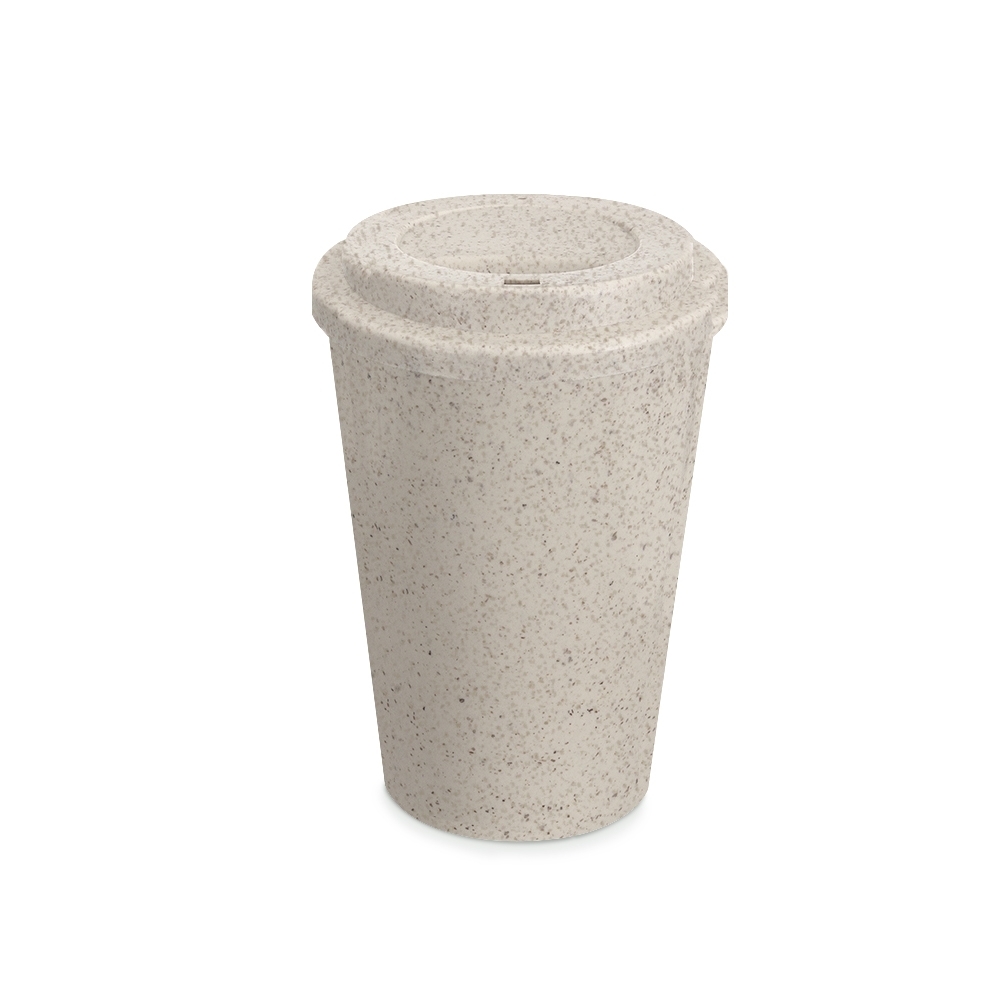 COPO FIBRA DE ARROZ C/ TAMPA 450ML SPX-14916B-BEG NA COR BEGE