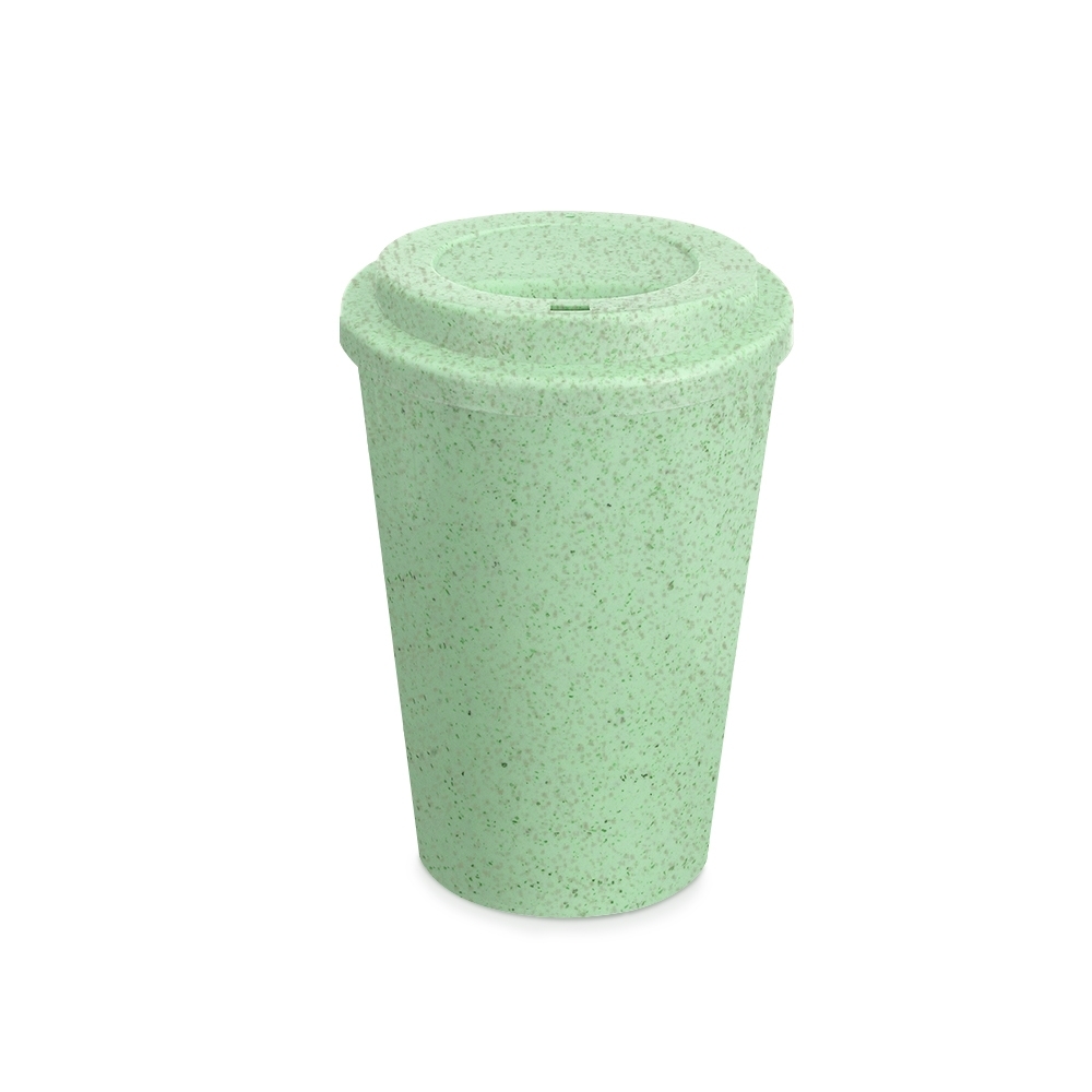 COPO FIBRA DE ARROZ C/ TAMPA 400ML SPX-14916B-VD NA COR VERDE