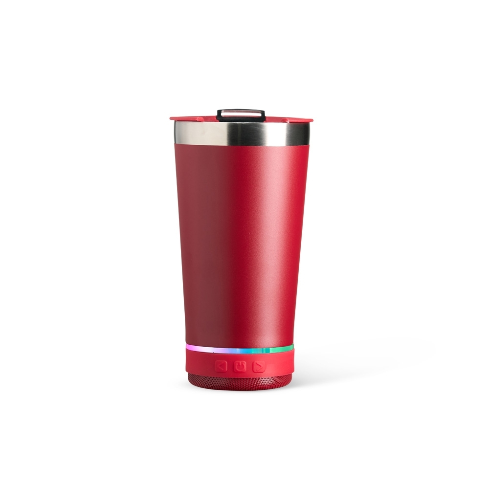 COPO TÉRMICO 400ML C/ CAIXA DE SOM SPX-18749-VM NA COR VERMELHO