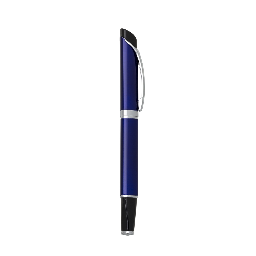 CANETA METAL ESFERO TRIANGULAR DET PRETO SPX-ER185B-AZU NA COR AZUL
