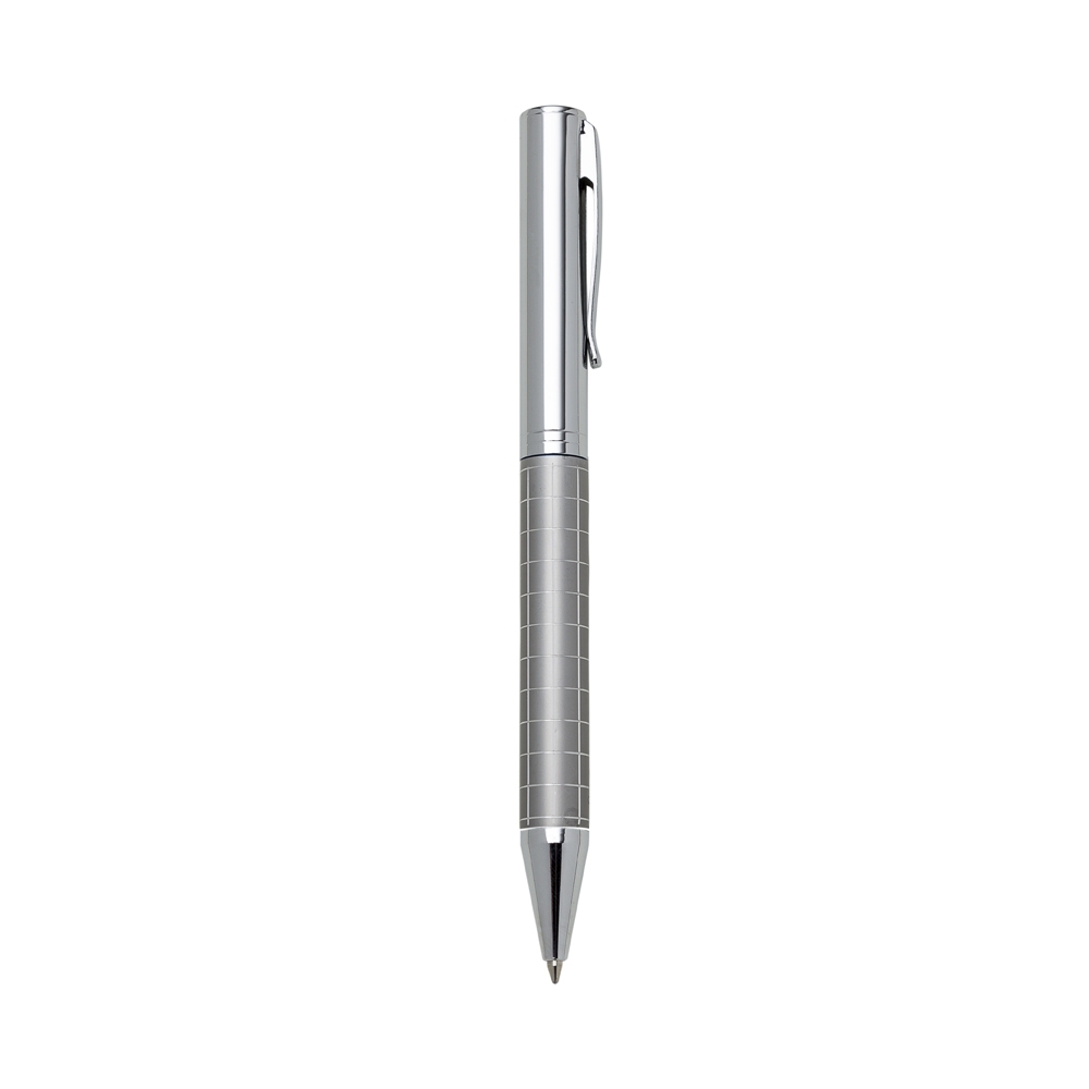 CANETA METAL C/ DET QUADRICULADO SPX-ER201B-PRA/CRO NA COR PRATA