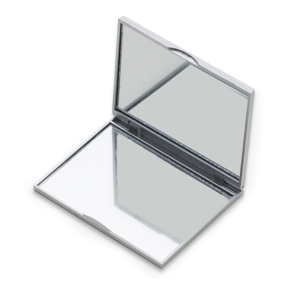 ESPELHO DE BOLSO DUPLO QUADRADO PLASTICO SPX-09810-PRA/PRA NA COR PRATA