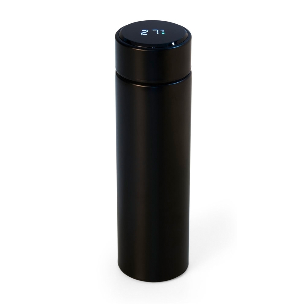 GARRAFA TÉRMICA 400ML C/ TERMÔMETRO SPX-14794-PRE NA COR PRETO