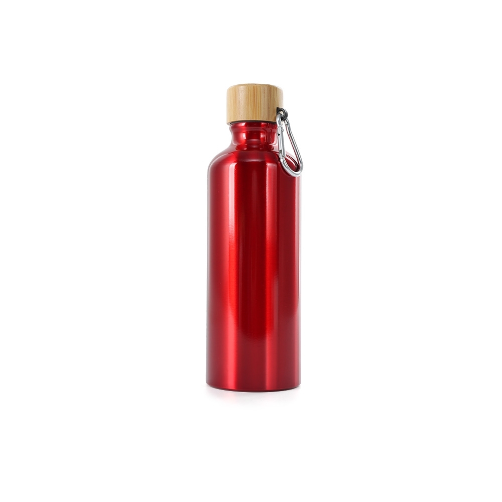 GARRAFA ALUMÍNIO 500ML TAMPA BAMBU SPX-06018-VM NA COR VERMELHO