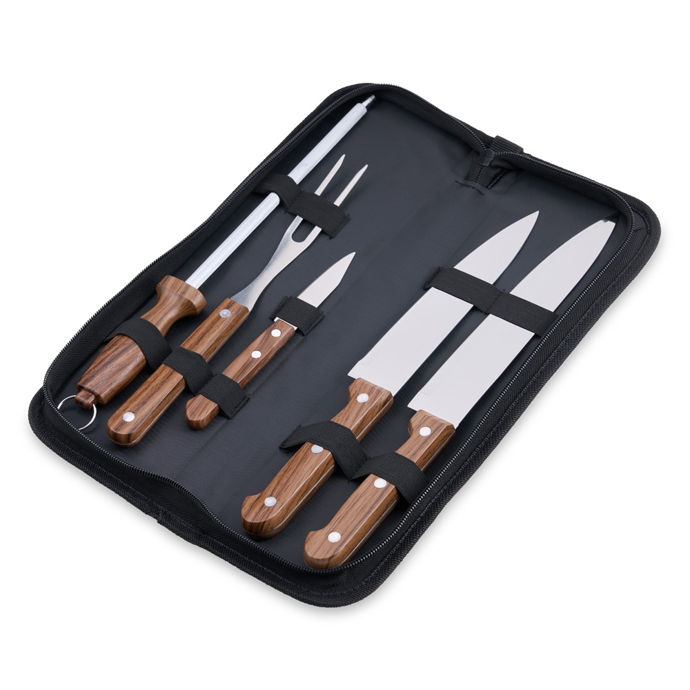 KIT CHURRASCO 5 PEÇAS SPX-08016-PRE NA COR PRETO