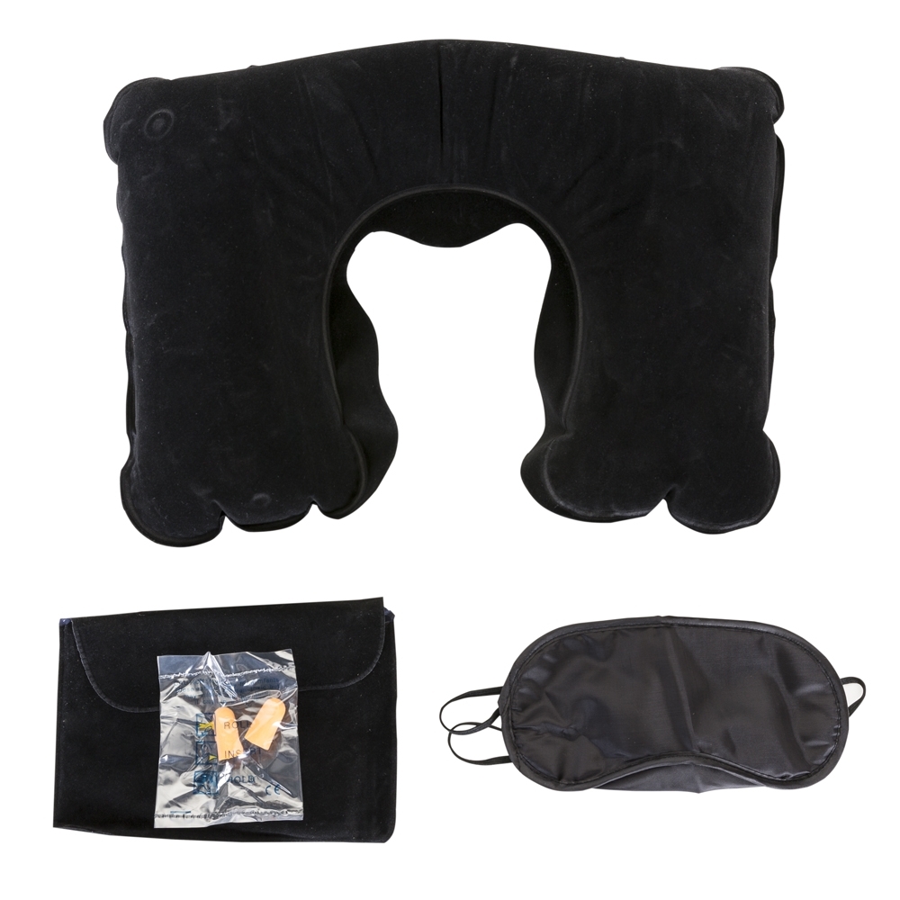 KIT TRAVESSEIRO INFLAV TAPA OLHO E PROT AURICULAR  SPX-12480-PRE NA COR PRETO