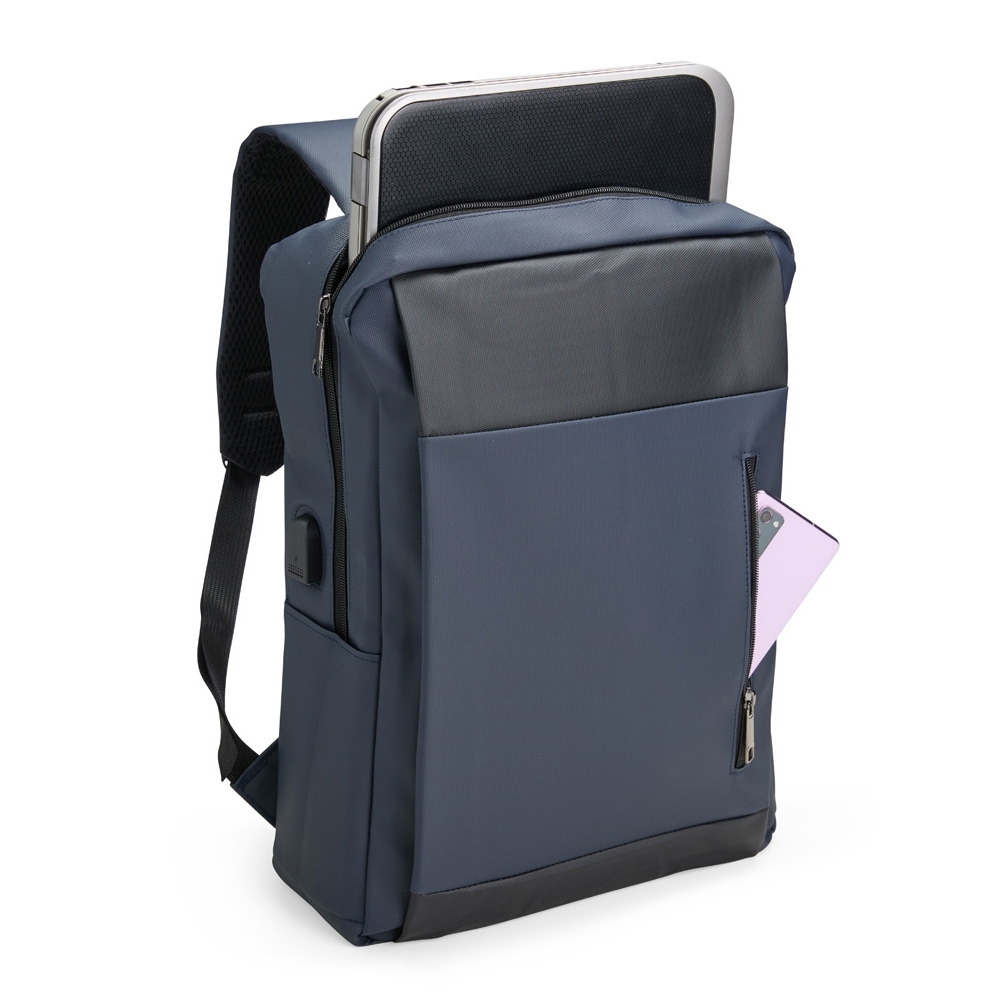 MOCHILA PU IMPERMEÁVEL ANTIFURTO 22L SPX-08156-AZU/PRE NA COR AZUL