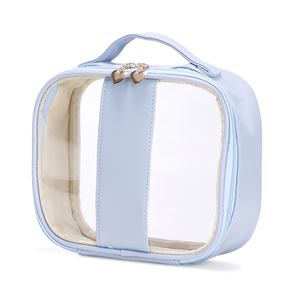 NECESSAIRE EM PVC E PU TAM.G SPX-18647G-AZC NA COR AZUL