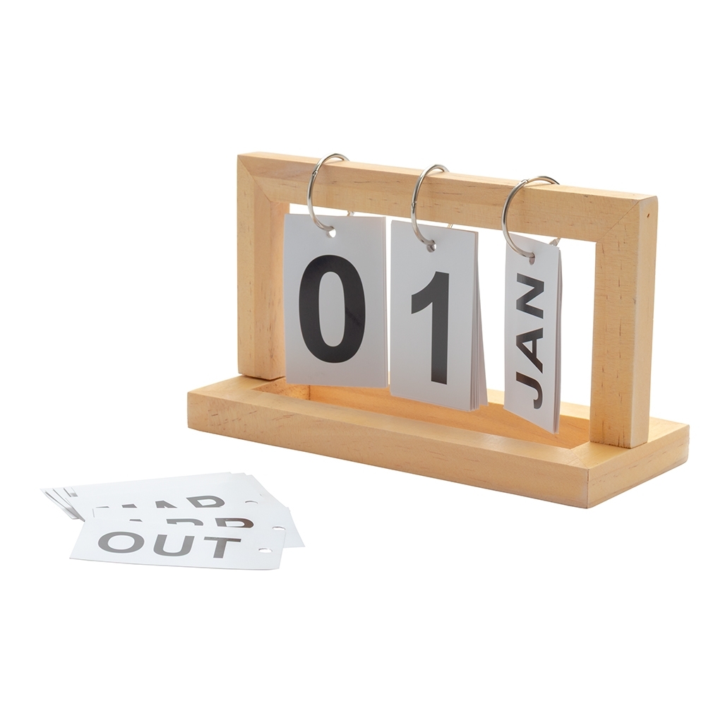 CALENDÁRIO DE MESA DE MADEIRA 20*12*8,5CM SPX-19025-MAD NA COR MADEIRA