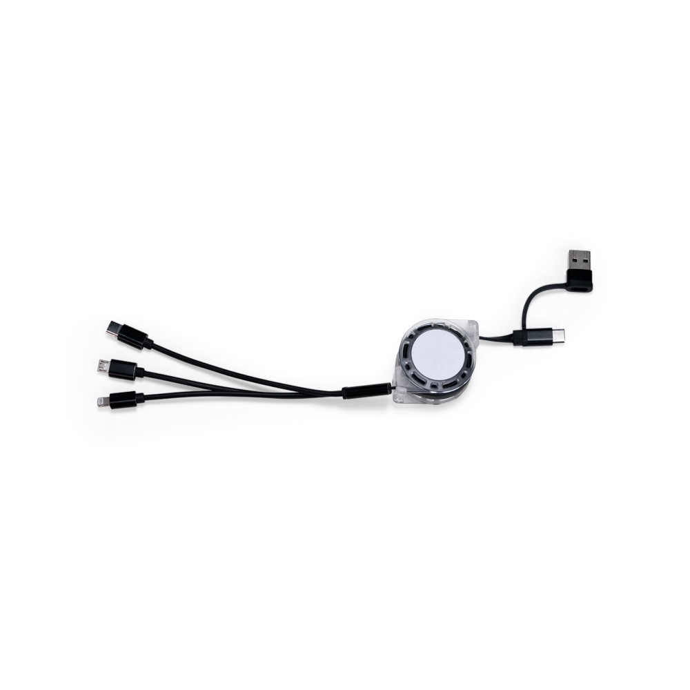 CABO USB RETRÁTIL 3 EM 1 SPX-09287-PRE NA COR PRETO