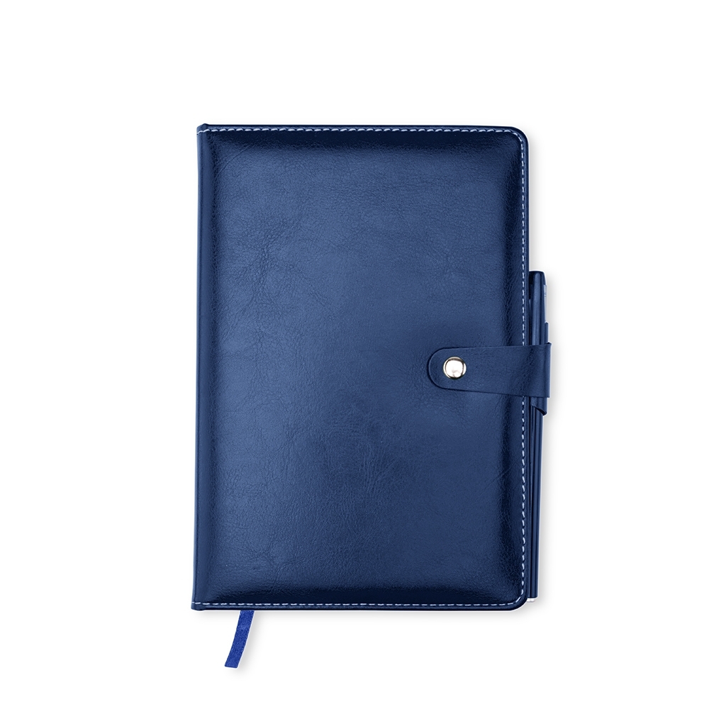 CADERNETA COURO SINTÉTICO COM CANETA SPX-19147-AZU NA COR AZUL