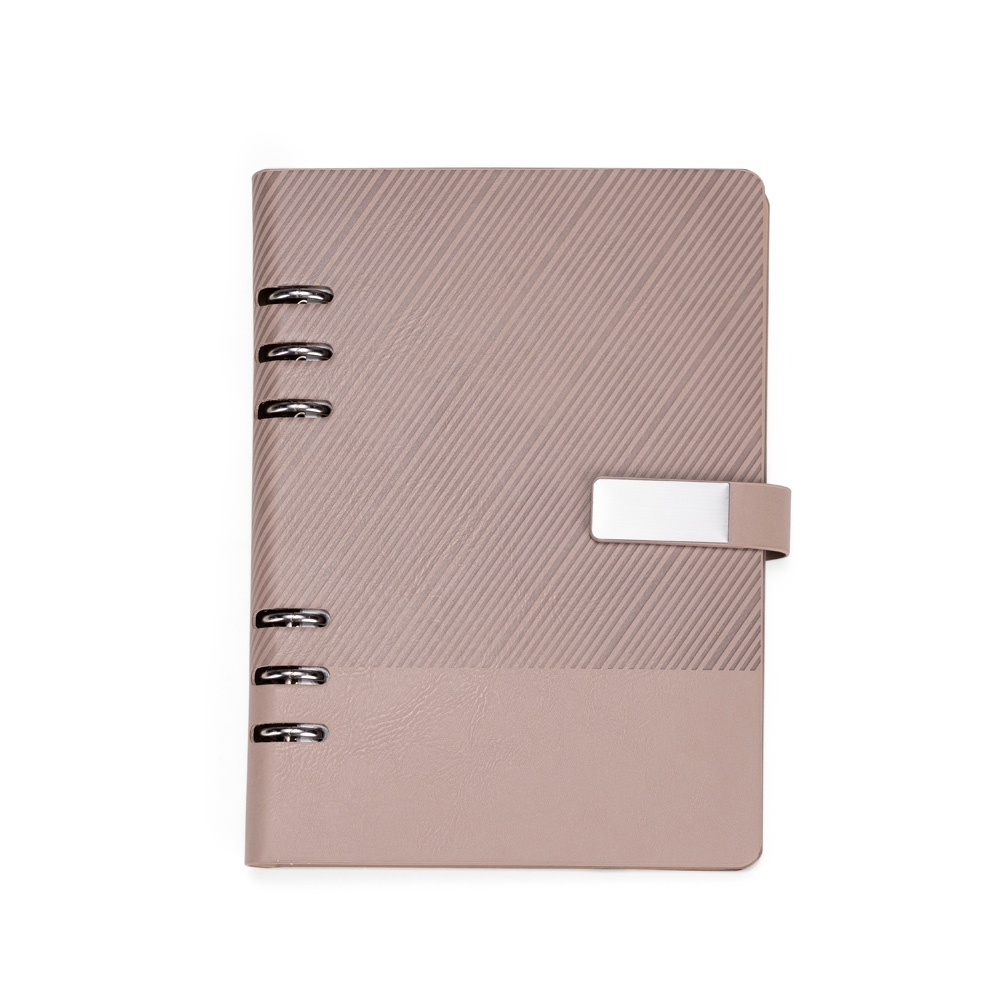 CADERNO FICHÁRIO COURO SINTÉTICO SPX-19140-BEG NA COR BEGE