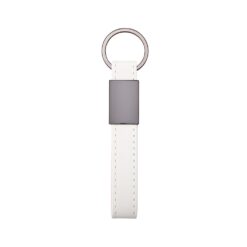 CHAVEIRO METAL COM COURO SINTÉTICO SPX-19149-BCO NA COR BRANCO