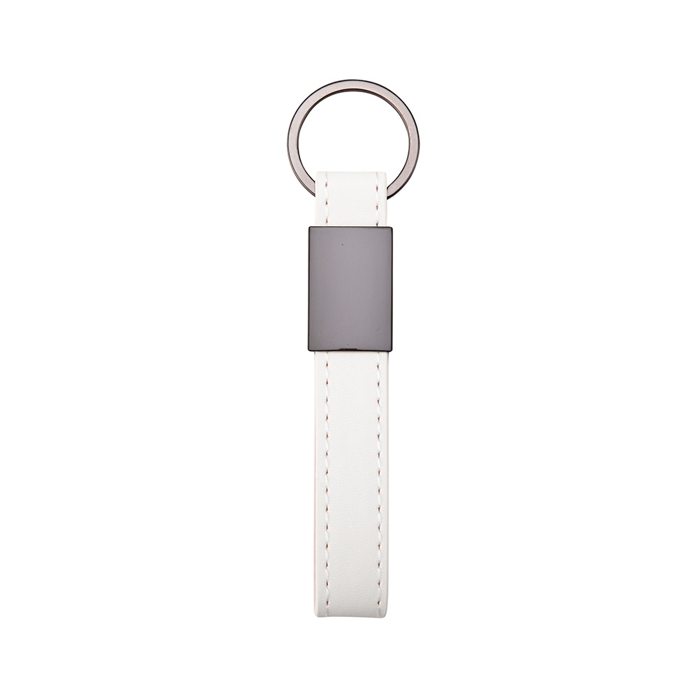 CHAVEIRO METAL COM COURO SINTÉTICO SPX-19149-BCO NA COR BRANCO