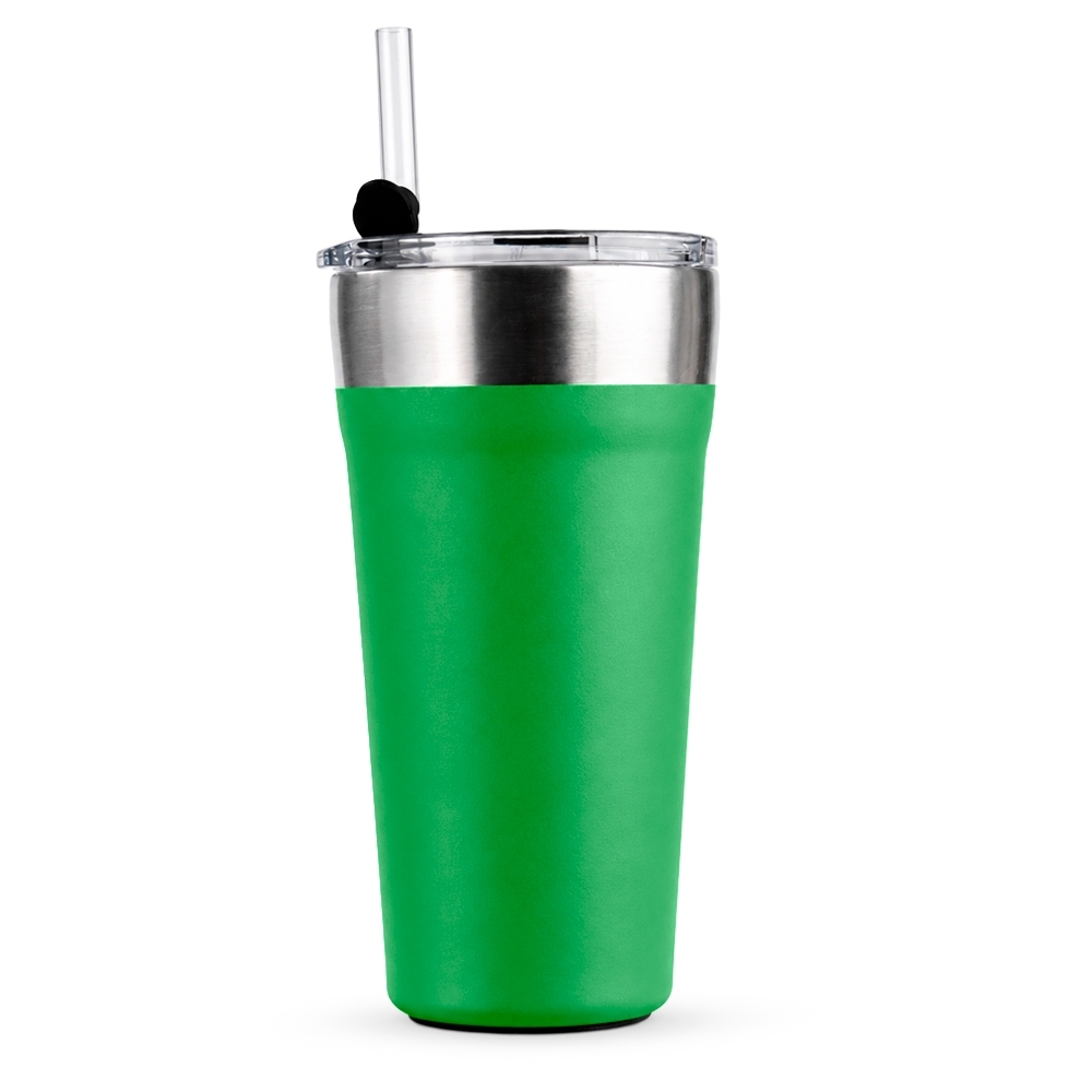 COPO TÉRMICO COM CANUDO 550ML SPX-P@18655-VDE NA COR VERDE