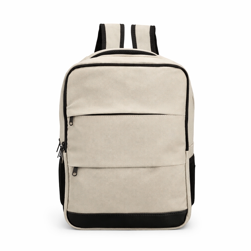 MOCHILA COURO SINTÉTICO 20L SPX-15386-BEG/PRE NA COR BEGE